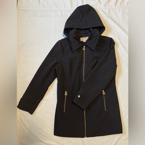 MICHAEL Michael Kors Jackets & Blazers - MICHAEL Michael Kors Black Trench Coat with Gold Accents Size Large